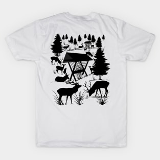 wild deer, roe deer, trees, antler, animal, forest T-Shirt